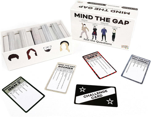Mind The Gap Just The Questions Expansion Pack - 1000 New Questions for All Generations + 50 New Challenge Cards