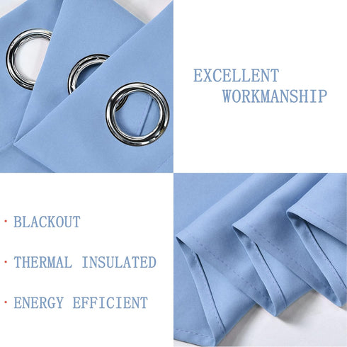 DECOVSUN Sky Blue Valances for Windows, 52X18 Inches Blackout Thermal Insulated Valance with Grommet Top (1 Panel)