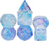 UDIXI 7PCS Polyhedral Dice Set for Dungeons and Dragons, D&D with Glitter and Cyan Swirls (Purple Cyan)
