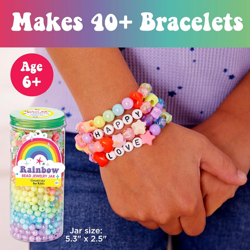Creativity for Kids Rainbow Bead Jar Jewelry Making Kit: Makes 40+ Friendship Bracelets, DIY Crafts for Girls, Girls Gifts Ages 6-8+, Easter Basket Stuffers for Kids by Creativity for Kids