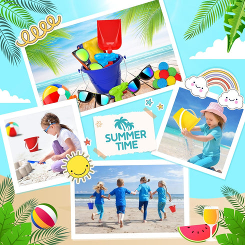 60 3-8 Set, Summer Pool Party Favors Beach Party Favors - PCS Pool Toys For Kids Ages Beach Balls Bulk, Sand Bucket