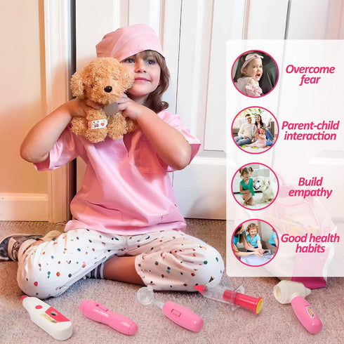 3 4 5 6, 26 Playset Liberry Doctor Kit for Toddlers Age Pcs Kids Doctor with Dog Toy, Stethoscope and Dress Up Costume