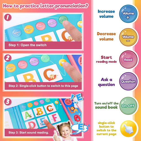 CITSKY 2 3 4 5 2-5 Toddler Toys for Year Old Girls: Interactive Sensory Learning Busy Book with Sounds, Alphabet