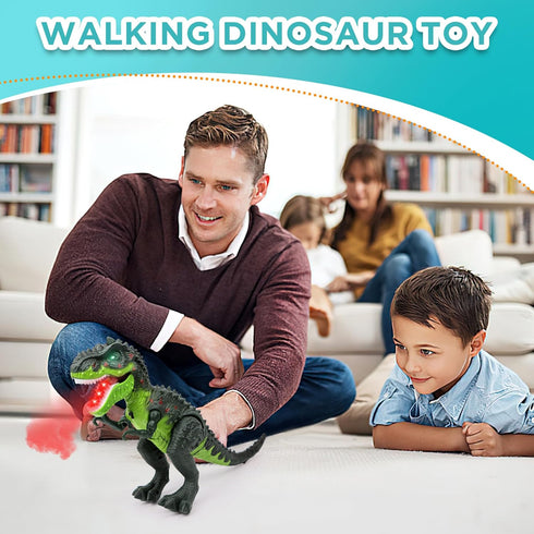 3-5 5-7 Electric Walking Dinosaur Toys for Kids - Small Tyrannosaurus with Detachable Tail Simulated Flame