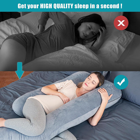 Cute Castle 57 Inch Pregnancy Pillows, Soft U-Shape Maternity Pillow with Removable Cover - Full Body Pillows