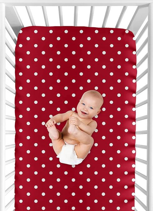 Sets Polka Dot Ladybug Fitted Crib Sheet for Baby and Toddler Bedding by Sweet Jojo Designs - Polka Dot Print