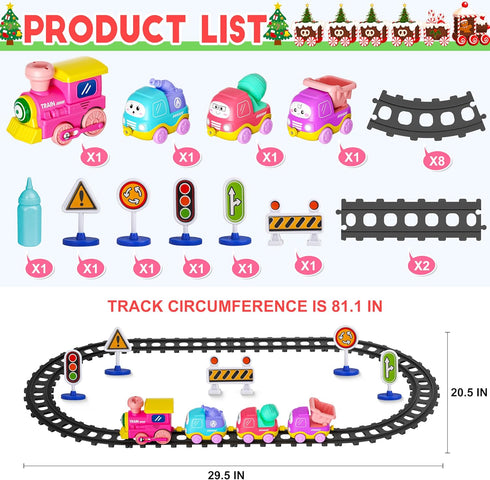Set 2 3 4 5+ Funwee Steam Track Train for Toddlers, Magnetic Connection Train Toys w/Lights & Sounds, Electric Cartoon