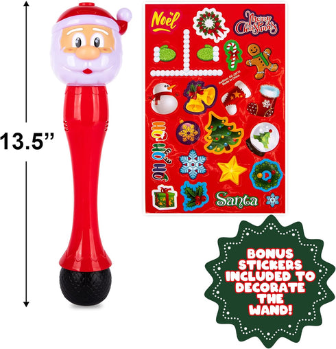 Light Up Christmas Santa Bubble Wand - 14 Inch Bubble Blower with Lights & Sound Effects for Kids