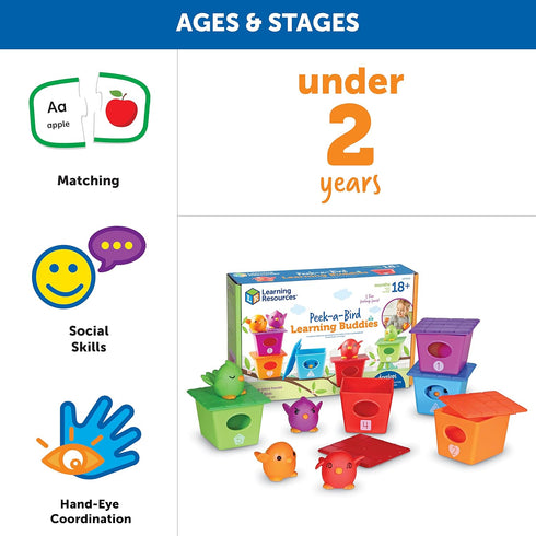 Learning Resources Peek-a-Bird Buddies, 15 Pieces Toddler Learning Activities, Educational Preschool Toys