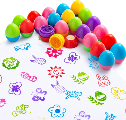 24Pcs JOYIN Easter Egg Stampers Toys for Easter Eggs Hunt Game, Basket Stuffers Fillers, Kids Party Favor, Assorted