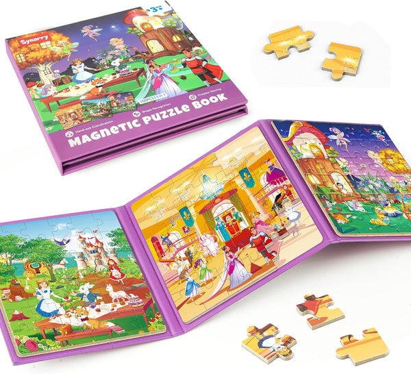 SYNARRY Princess Fairy Party Magnetic Puzzles - 36 Pieces Travel Puzzles for Kids Ages 3-6 Birthday Gifts