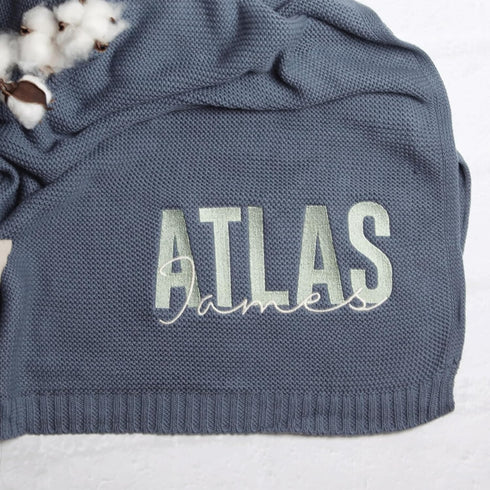 Personalized Baby Blanket, Embroidered Name, Knit Baby Blanket, Newborn Baby Gift, Swaddle