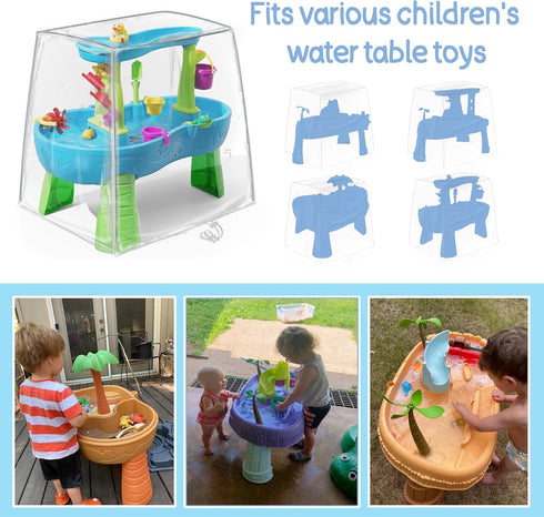 Kids Water Table Cover for Step2 Rain Showers Splash Pond - Transparent PVC Outdoor Toys Cover (Cover Only)