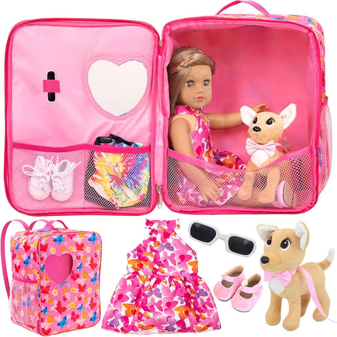 ZITA ELEMENT 18 Inch Girl Doll Backpack Butterfly Design Carrier Bag with