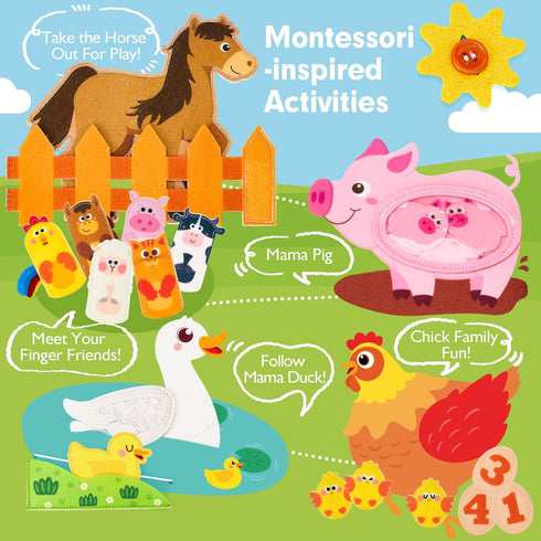 1-3 1 1 hahaland Busy Book for Toddlers - Farm Animals Quiet Busy Board for Year Old, Montessori Toys for Year Old Boy