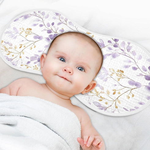 Set 1, Watercolor Wildflower Muslin Baby Burp Cloths of Super Soft & Absorbent Burping Rags, Cotton Burp Clothes Shower