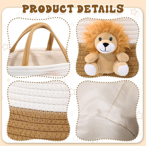 FoldTier Lion Baby Diaper Caddy Organizer Cotton Rope Nursery Storage Bin Basket Baby Shower Basket Gift Portable