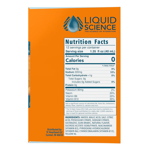 Pack 12 Liquid Science Orange by Java House - Single Serve Hydration Pods - Peel and Pour - Bright Citrus Hydration
