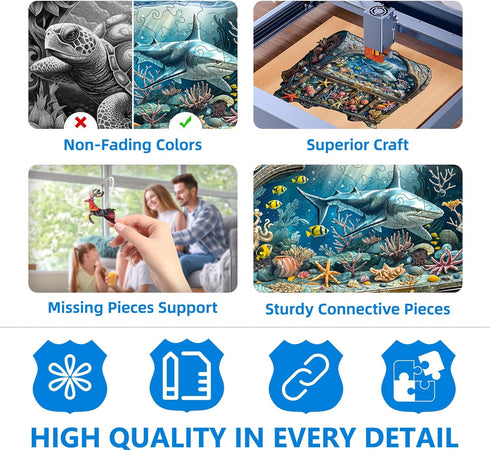 '-17.3 17in -460 Wooden Puzzles for Adults, Treasure Chest Ocean Jigsaw Puzzle, Unique Shape Wood Puzzles Adult, Wall