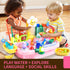 Pupu Pig 360 Summer Water Table Play Sink Toys for Toddlers, Kids Play Kitchen Sink with Running Water, Electric