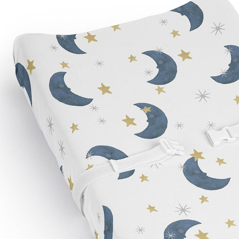 Sweet Jojo Designs Baby Changing Pad Cover Sheet (Moon and Star) for Girls/Boys, Infant/Newborn Diaper Change Table Mat