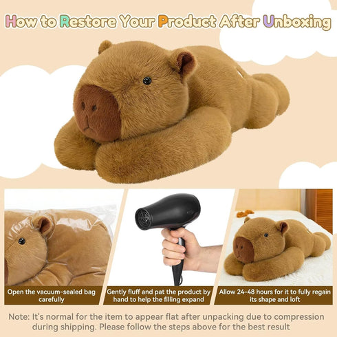 24" 3.3 lb QUIRAI Weighted Stuffed Animals Capybara Plush, | Capybara Stuffed Animal, Pillowfort Weighted Plush Animals