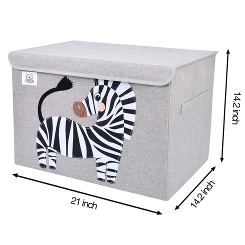 CLCROBD Foldable Large Kids Toy Chest with Flip-Top Lid, Collapsible Fabric Storage Organizer for Toddler Nursery, Zebra