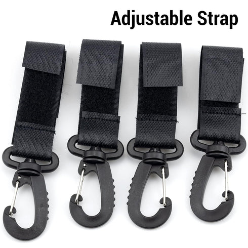 4 Pack Stroller Hooks, Baby Stroller Hanging Clips for Diaper Bags and Grocery Shopping Bags (Black)
