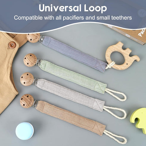 Holder,4 Pack TYRY.HU Ribbon Pacifier Clip Binky Paci Holder Clips, Pacifier Leash for Boys and Girls, Soft Webbing