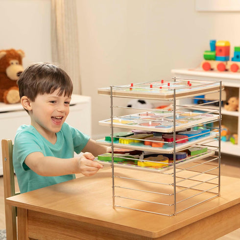 12 inches 0.75 inches Melissa & Doug Multi-Fit Metal Wire Puzzle Rack wide and deep