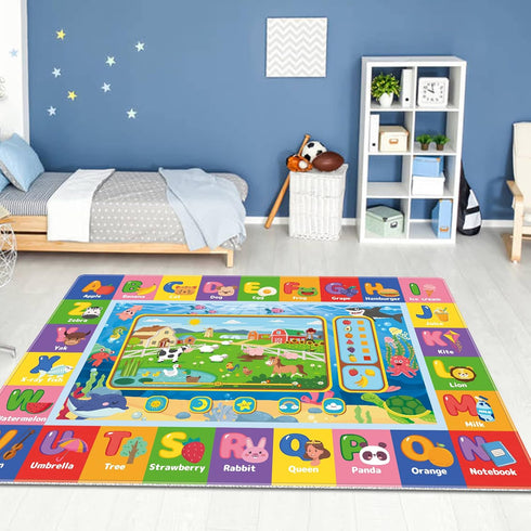 Tummy (59 39.4 INCH, 1) Baby Play Mat for Floor, Kids Playmat Baby Crawling Mat Educational Time Mats Soft ABC Play