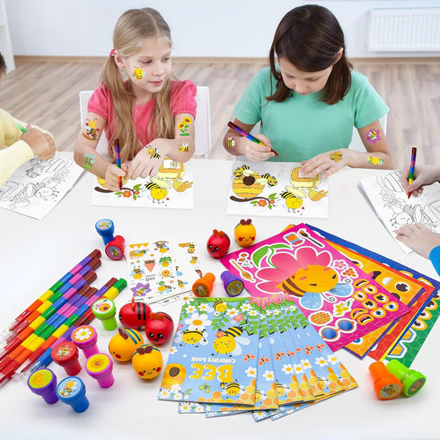 72Pcs Cinrobiye Bee Coloring Book with Crayons Bulk,Honey Party Favors Goodie Bags Fillers, Bumble Bee Birthday Party