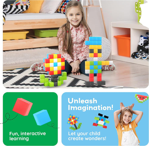 60pc Set 1 Inch 3D 3+ PMC60 PicassoTiles Magnetic Puzzle Cube Building Blocks STEM Construction Toy for Toddlers Kids