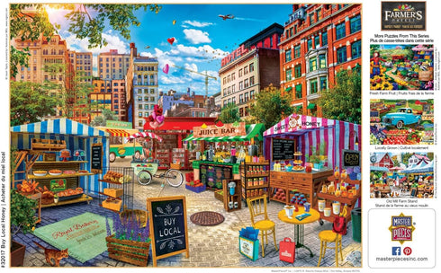 Masterpieces 750 Piece Jigsaw Puzzle, Buy Local Honey, 18"x24" for Adults and Family.