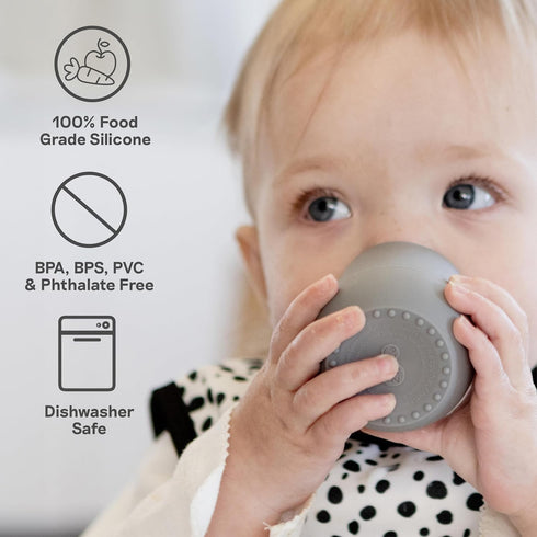 ezpz Tiny Cup (Blue), 100% Silicone Training Cup for Infants, 4 months +, Baby-led Weaning Essentials