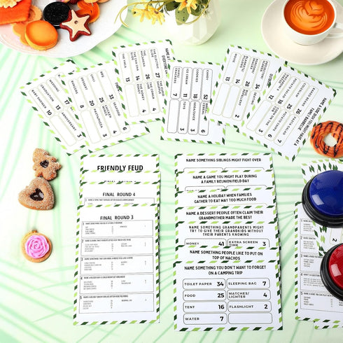 2 Family Reunion Friendly Feud Game with Answer Buzzers, Feud Cards for Game Night Fun Trivia Quiz for Party Groups