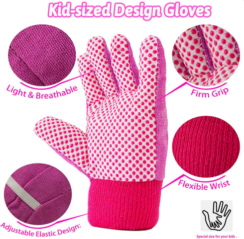 Set, Summer JOI MEW Kids Pink Gardening Tools Garden Toys w/Metal Rake, Shovel, Trowel, Watering Can, Gloves, Tote Bag