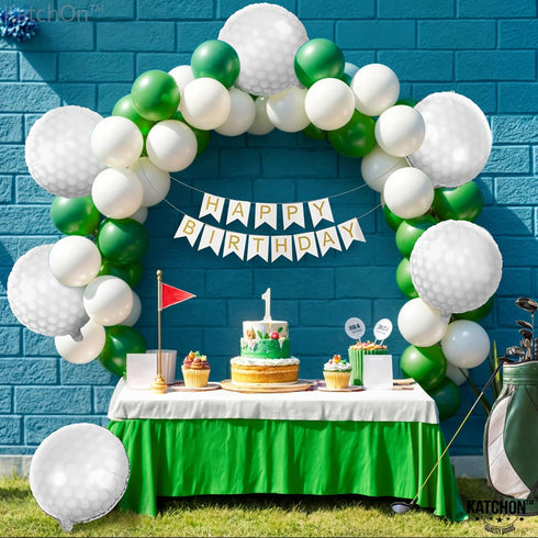 Katchon White Foil Golf Balloons, 18 Inch for Hole In One Birthday Decorations and Golf Party Supplies