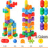 RAINBOW TOYFROG Building Blocks for Toddlers, 74 PCS Educational Development STEM Toys with Alphabet & Number Stickers,