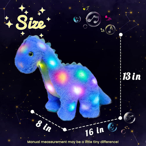 16'' Hopearl LED Musical Stuffed Dinosaur Lighting Up Singing Diplodocus Soft Plush Toy with Long Neck Adjustable