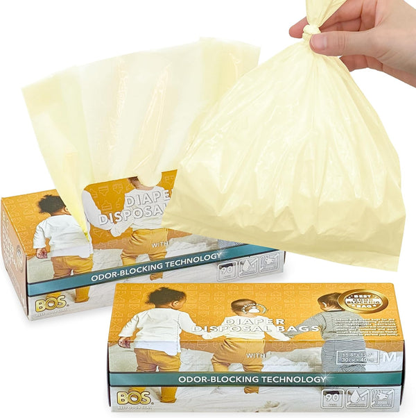 BOS Odor-Sealing Dirty Diaper Trash Bags - Scent & Smell Free -