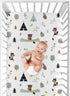 Nature Fox & Bear Print Fitted Crib Sheet for Outdoor Adventures