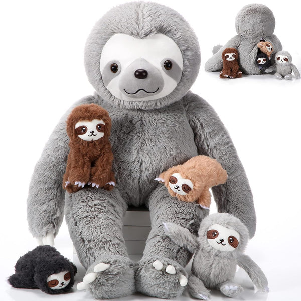 Kasyat 5 Pcs Sloth Plush Toy Set 13 Inch Mommy Sloth Stuffed