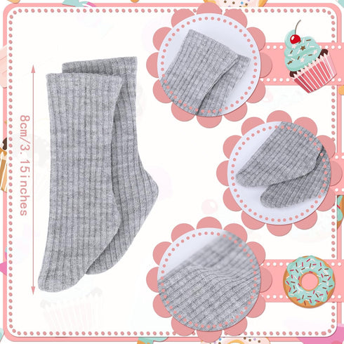 6 Pairs Mini Doll Socks, Baby Clothes Accessories for Dolls Female Figure (Cute Color, 3 Inches)