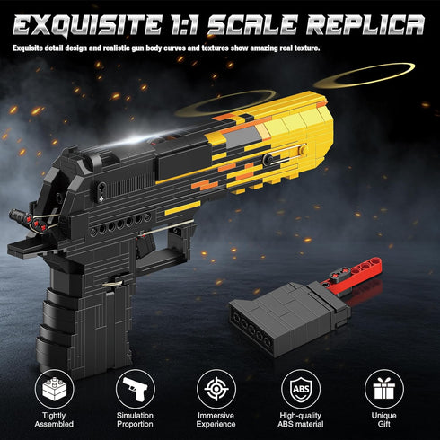 1: 1 Set 14+ 700Pcs Fluorspar blaster Building Block Gun for Adults, Pistol Building for Boys Age Model Gun That Shoot