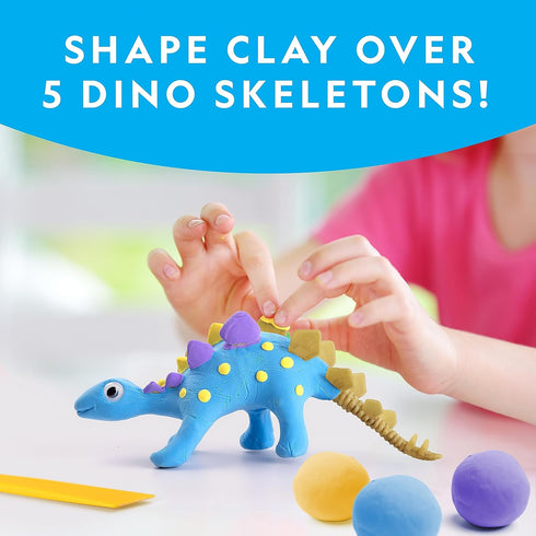 NATIONAL GEOGRAPHIC Clay Dinosaur Arts & Crafts Kit - Dinosaur Air Dry Clay for Kids Craft Kit with 5 Clay Colors, 5 Dino Skeletons, Sculpting Tool & Googly Eyes, Dinosaur Activity by NATIONAL GEOGRAPHIC