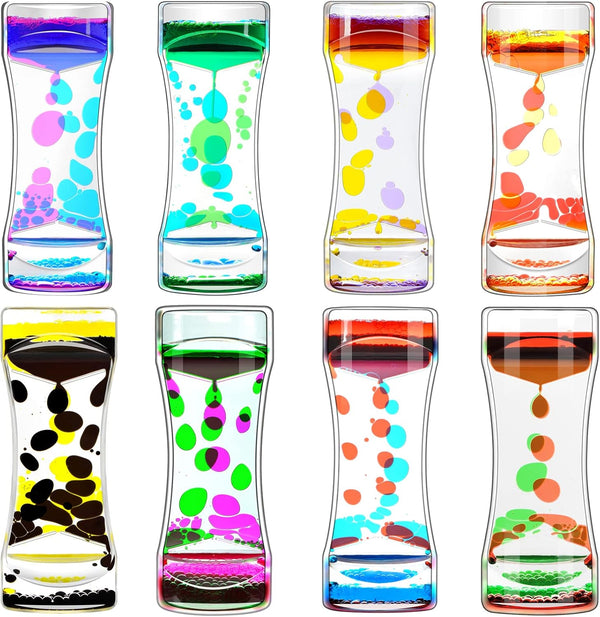 FKYTION Liquid Motion Bubbler Timer Pack of 8 Great Desktop Colorful Hourglass Liquid