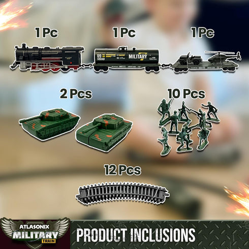 Set 4-8 2-4 USA Electric Express Train for Kids Ages - Military Toy Polar Train Model with Helicopter, Tank, Soldiers