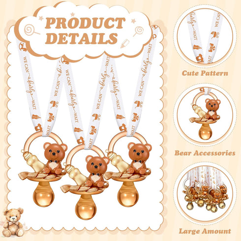 60 Coume Pcs Shower Party Pacifiers Necklace Bear Bottle Acrylic Pacifiers Charm Pacifier Chain for Guests Gender