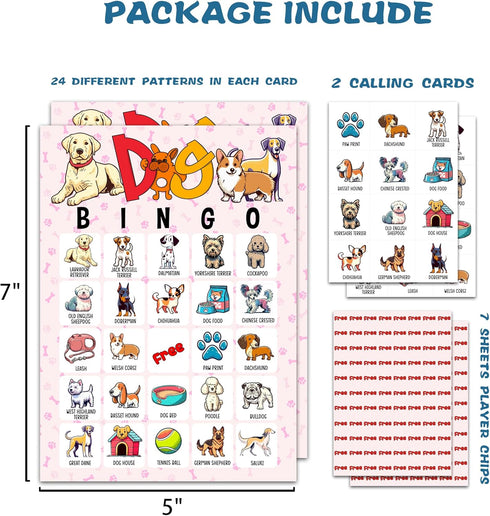 Dog Bingo Card Game, Puppy Bingo for Adults, 24 Players Bingo Game for Dog Party Supplies & Decorations